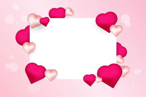 A decorative Valentine-themed design with a rectangular white frame surroun.. Stock Illustration