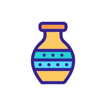 Decorative vase vector icon. Isolated contour symbol illustration Illustration