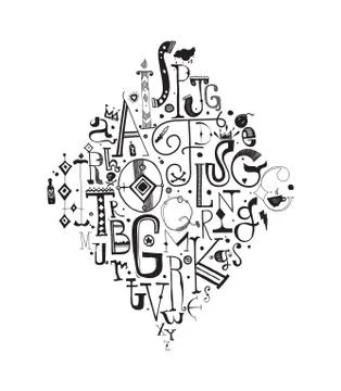 Decorative vector alphabet. Hand drawn letters Stock Illustration