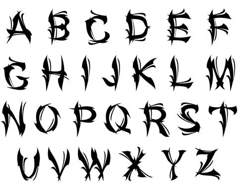 Decorative vector alphabet isolated on white background. Stock Illustration