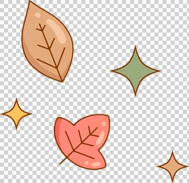 Decorative vector art is showing stylized autumn leaves and diamond stars on Illustration