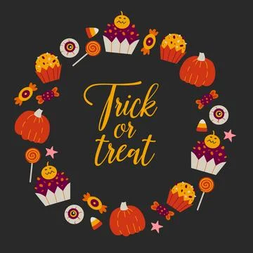 Decorative vector background for Halloween with sweets. Stock Illustration