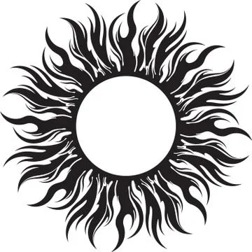 Decorative vector black sun symbol with long rays Ilustración de archivo