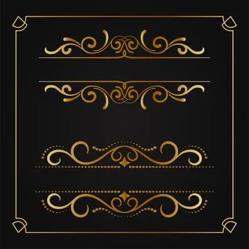 Decorative vector border gold decoration Illustrazione stock