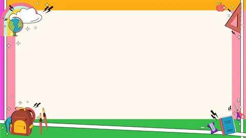 Decorative vector border is showing cartoon school supplies on transparent 스톡 일러스트