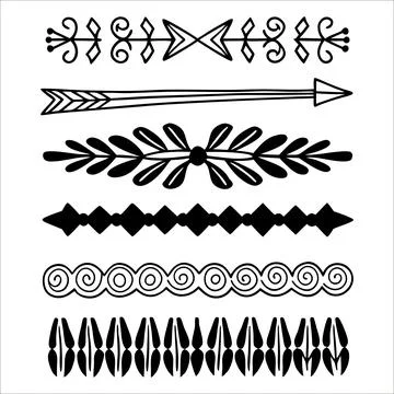 Decorative Vector Borders – Ornamental Horizontal Dividers with Arrow, Stock Illustration