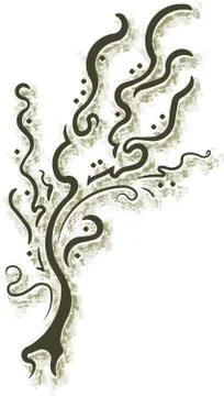 Decorative vector branch with grunge style shadow. 库存插图