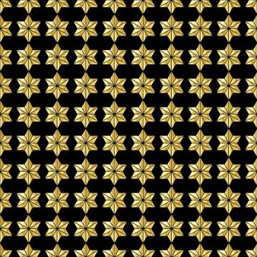 Decorative vector dark seamless background - gold stars pattern Stock Illustration