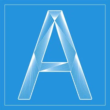 Decorative vector font. Stylized letter A. Isolated symbol on blue background Stock Illustration