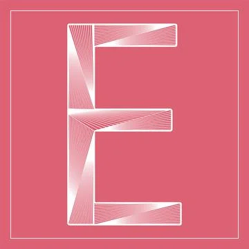 Decorative vector font. Stylized letter E. Isolated symbol on red background. Stock Illustration