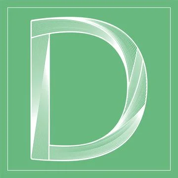 Decorative vector font. Stylized letter D. Isolated symbol on green background. Stock Illustration