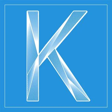 Decorative vector font. Stylized letter K. Isolated symbol on blue background Stock-Illustration