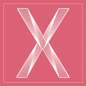 Decorative vector font. Stylized letter X. Isolated symbol on red background. Stock Illustration