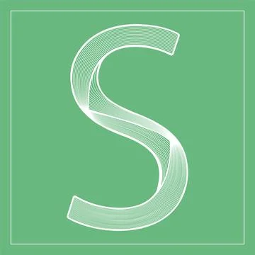 Decorative vector font. Stylized letter S. Isolated symbol on green backgroun Stock Illustration