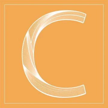 Decorative vector font. Stylized letter C. Isolated symbol on orange backgrou Stock Illustration
