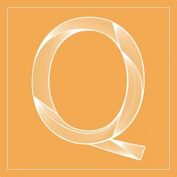 Decorative vector font. Stylized letter Q. Isolated symbol on orange backgrou Stock Illustration