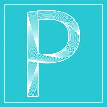 Decorative vector font. Stylized letter P. Isolated symbol on blue background Stock Illustration