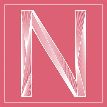 Decorative vector font. Stylized letter N. Isolated symbol on red background. Stock-Illustration