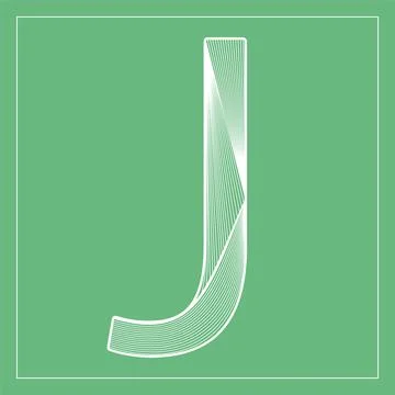 Decorative vector font. Stylized letter J. Isolated symbol on green backgroun Stock Illustration