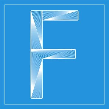 Decorative vector font. Stylized letter F. Isolated symbol on blue background Stock Illustration