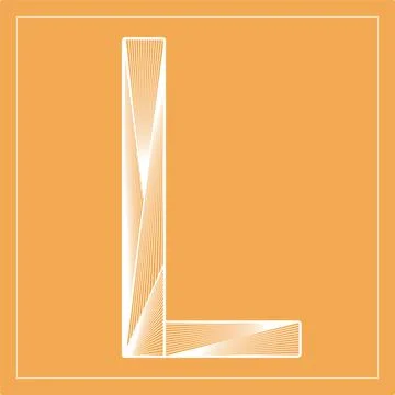 Decorative vector font. Stylized letter L. Isolated symbol on orange backgrou Stock Illustration