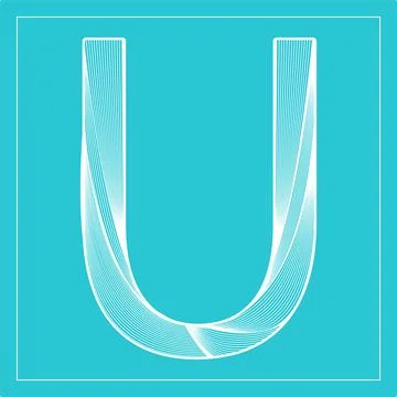 Decorative vector font. Stylized letter U. Isolated symbol on blue background Stock Illustration