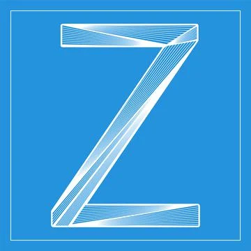 Decorative vector font. Stylized letter Z. Isolated symbol on blue background Stock Illustration