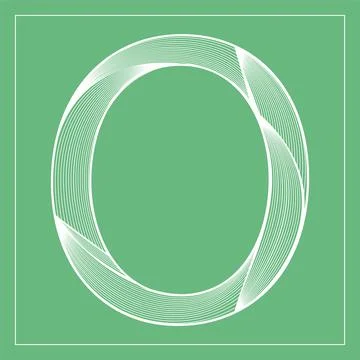Decorative vector font. Stylized letter O. Isolated symbol on green backgroun Stock-Illustration