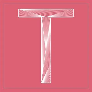 Decorative vector font. Stylized letter T. Isolated symbol on red background. Stock Illustration