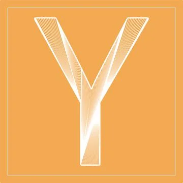 Decorative vector font. Stylized letter Y. Isolated symbol on orange backgrou Stock Illustration