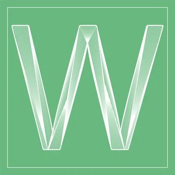 Decorative vector font. Stylized letter W. Isolated symbol on green backgroun Stock Illustration