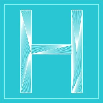Decorative vector font. Stylized letter H. Isolated symbol on blue background Stock Illustration