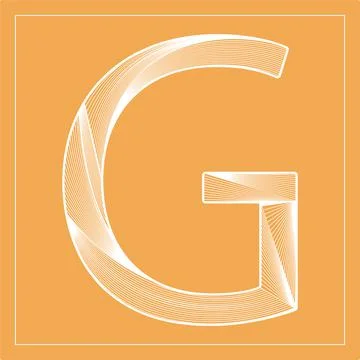 Decorative vector font. Stylized letter G. Isolated symbol on orange backgrou Stock Illustration