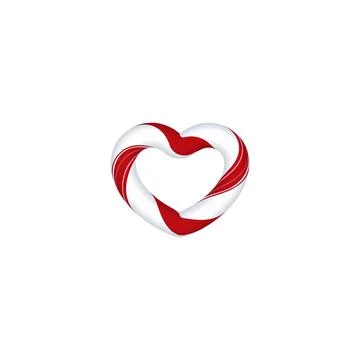 Decorative vector frame in heart shape, striped candy cane. Stockillustratie