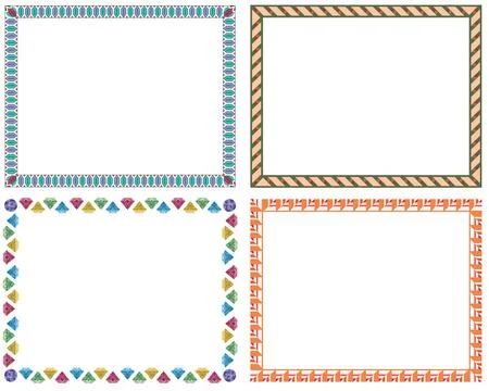 Decorative vector frames set with geometric and gemstone borders Ilustración de archivo