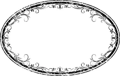 Decorative vector oval floral frame with leaves in grunge style for your desi Stock Illustration