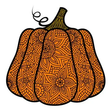 Decorative vector pumpkin in doodle style. Halloween decor. Stock Illustration