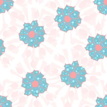 Decorative vector Repeat Floral Pattern In Pale Pink And Blue Illustrazione stock