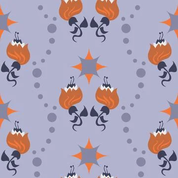 Decorative Vector Repeatable Pattern In Lilac And Orange イラスト素材