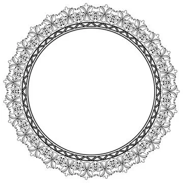 Decorative Vector Round Frame Template with Empty Space Stock Illustration