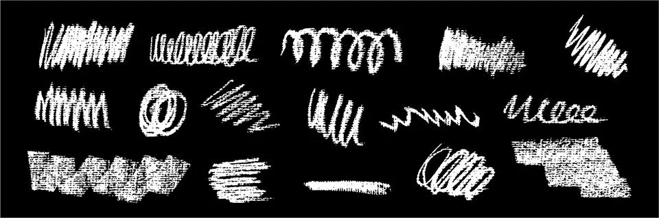 Decorative vector scrawl pack with freehand white wave strokes, bold curls Stock Illustration