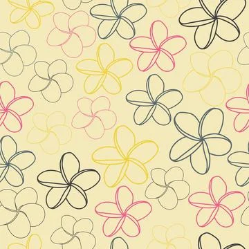 Decorative vector seamless floral ditsy pattern design of frangipani flowers Stock Illustration