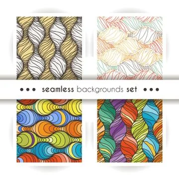 Decorative vector seamless set of wave patterns. Endless illustrations with a 스톡 일러스트