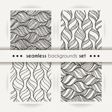 Decorative vector seamless set of wave patterns. Endless illustrations with a イラスト素材