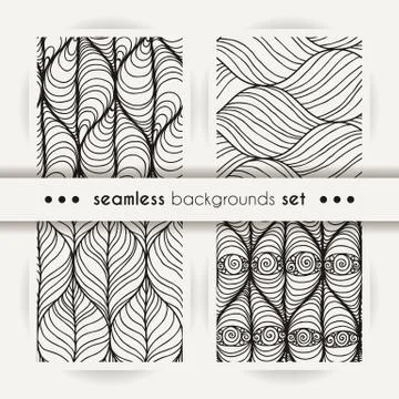 Decorative vector seamless set of wave patterns. Endless illustration with ab Stock Illustration