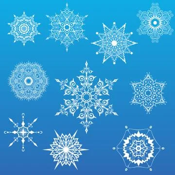 Decorative vector Snowflakes set Stock Illustration