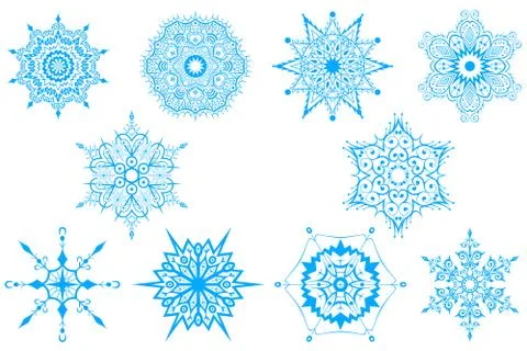 Decorative vector Snowflakes set - winter series clip-art Stock Illustration