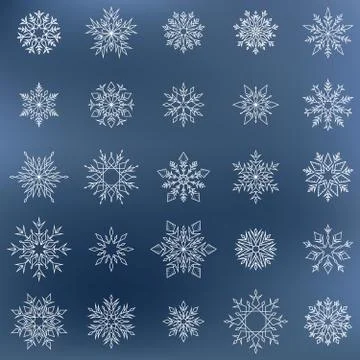 Decorative vector Snowflakes set for Winter Holidays. Stock Illustration