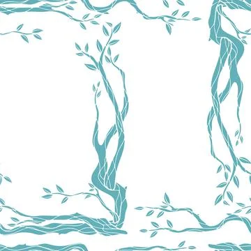 Decorative vector trees seamless pattern. Stock Illustration