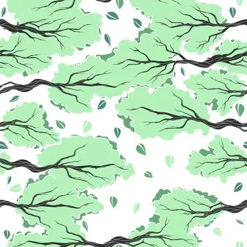 Decorative vector trees seamless pattern. Illustrazione stock